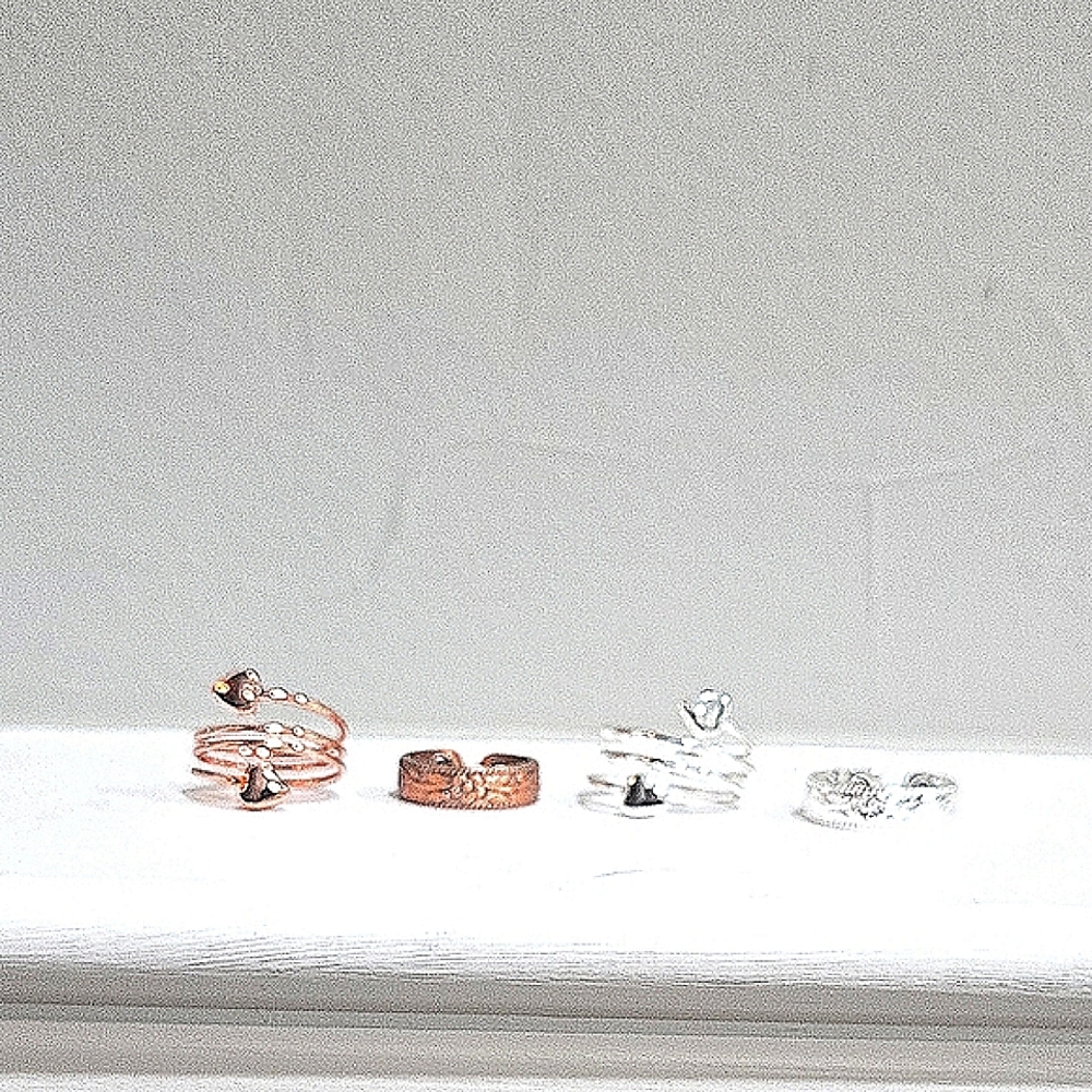 Elegant Silver and Rose Gold Ring Set